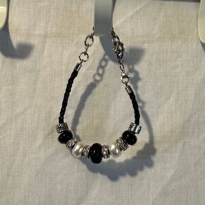 Elegant Black and Silver Beaded Bracelet